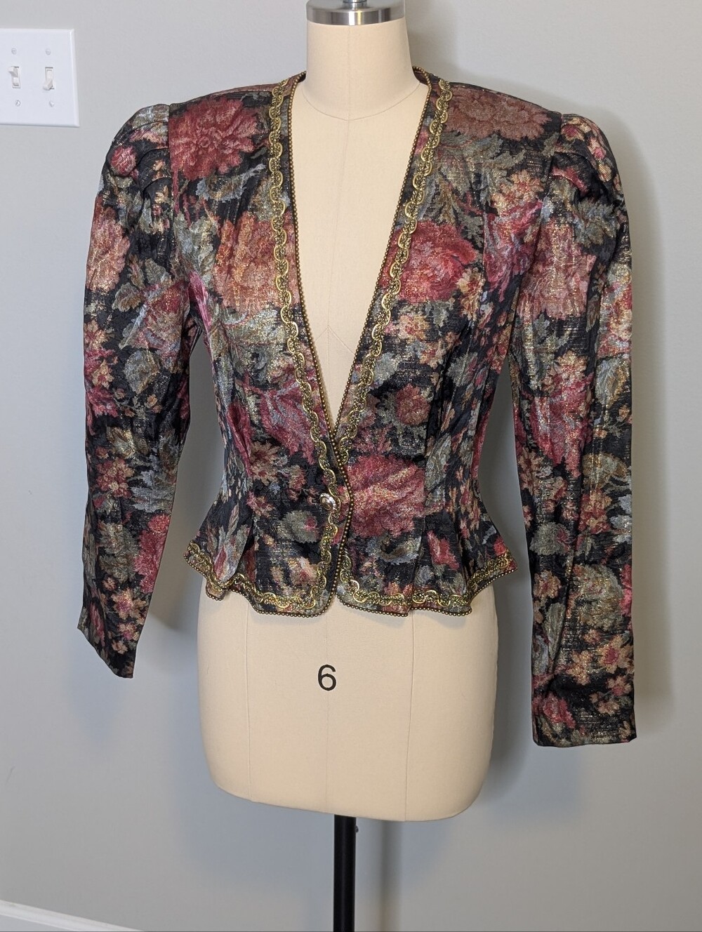 Nah Nah Vintage Floral Brocade Peplum Jacket Size 5/6 See Measurements